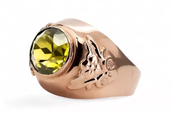 Geltonasis peridotas Originalus 14k rožinio aukso vintage Žiedas Vintažinis stilius vrc078r